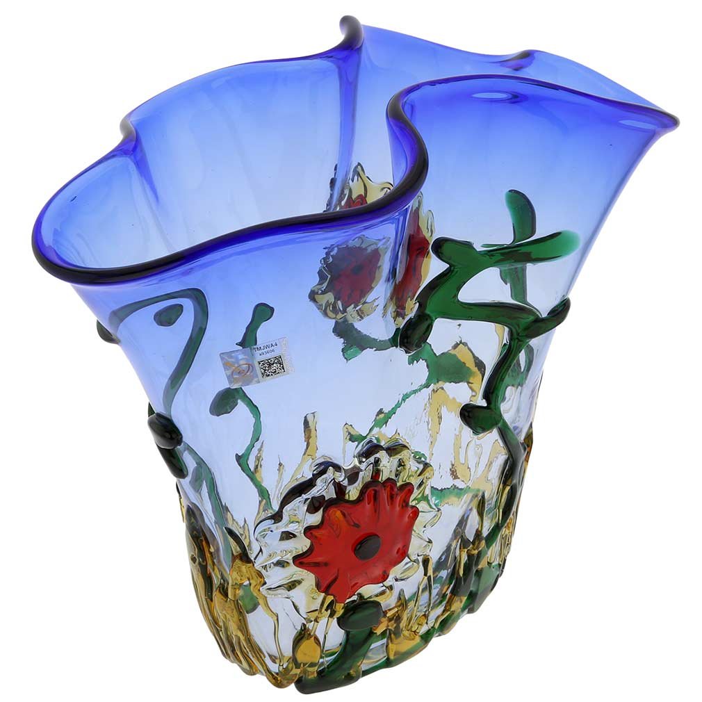 Flavio Poli ムラノガラス ヴィンテージ花瓶 ブルー H30cm Flavio Poli ムラノガラス ヴィンテージ花瓶 ブルー H30cm